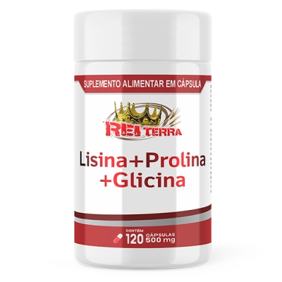 Lisina + Prolina + Glicina - 120 Cáps. 500mg
